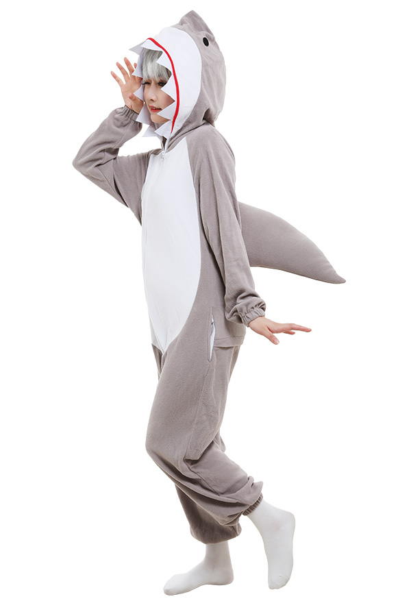 Hai Onesie Homewear Kigurumi Cosplay Kostüm Einteilige Anzug Jumpsuit Lange Pyjamas mit Kapuzen Cosplay Kostüm