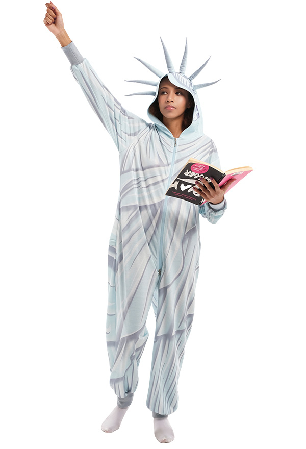 Statue of Liberty Overall mit Kapuzen Pyjamas Onesie Homewear Kigurumi Jumpsuit Kostüm