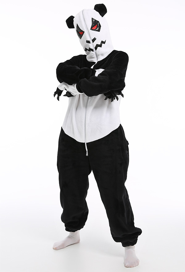 Wütender Panda Damen Overall mit Kapuzen Pyjamas Onesie Homewear Kigurumi Jumpsuit Tier Kostüm