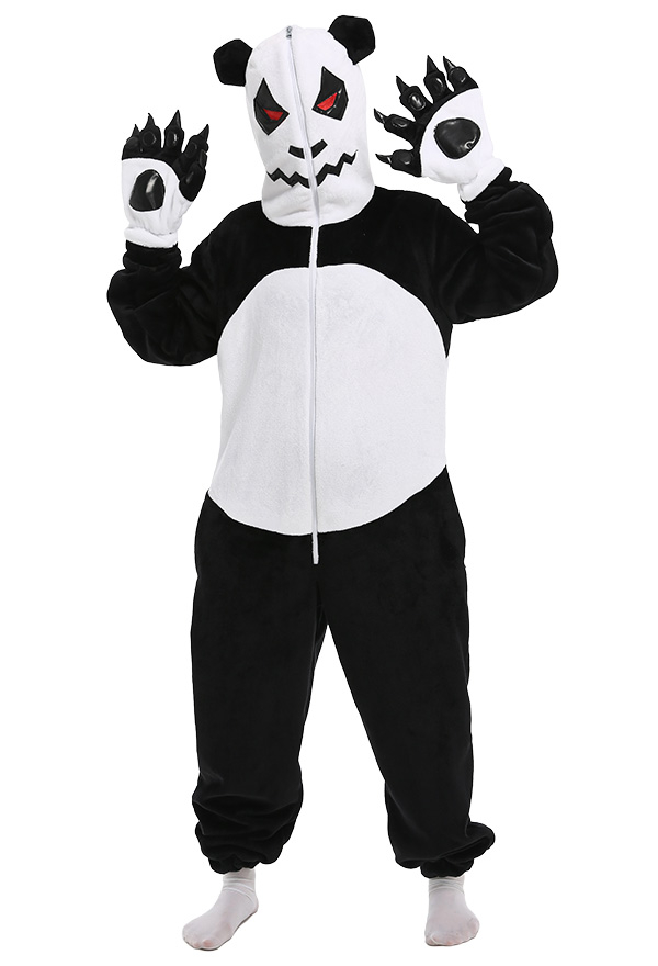 Halloween Women Angry Panda Hooded Onesie Pajamas Loungewear Adults Onesie Homewear Kigurumi Costume Outfits