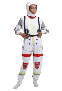 Women Spaceman Pattern Print Hooded Onesie Pajamas Loungewear Adults Onesie Homewear Kigurumi Costume Outfits
