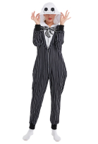 Halloween Women Stripe Homewear Onesie Pajama Adult Kigurumi Hooded Loungewear Costume Outfits