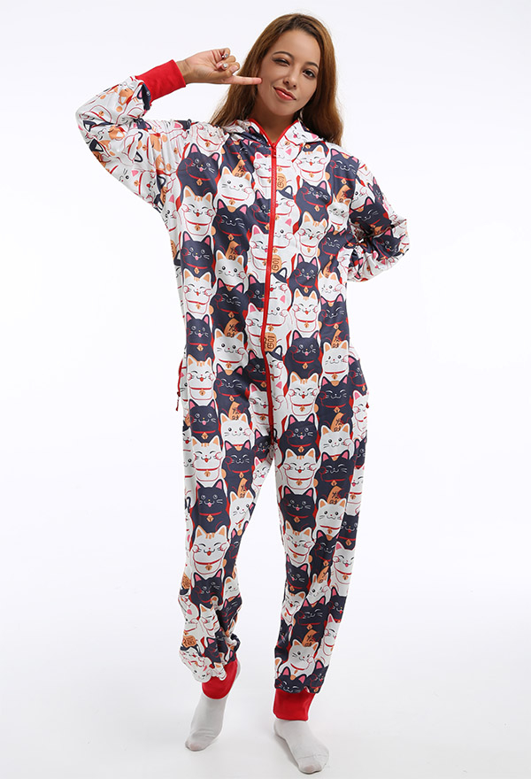 Womens cat onesie online pajamas