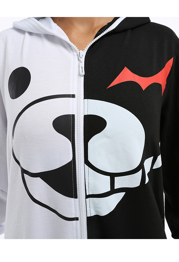 Monokuma Pattern Hooded Onesie Pajamas - Halloween Women Cartoon