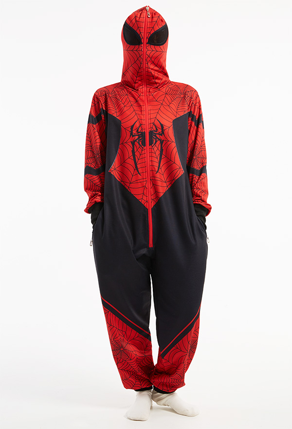 Spider Homewear Onesie Pajama Halloween Women Adult Kigurumi Hooded Loungewear Costume Outfits for Sale