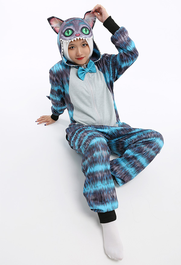 Cheshire Cat Animal Print Onesie Pajamas Hooded Adult Onesie