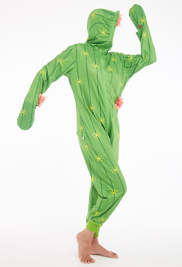 Cactus Print Onesie Pajamas Kigurumi - Women Long Sleeves Hooded Adult  Onesie Loungewear