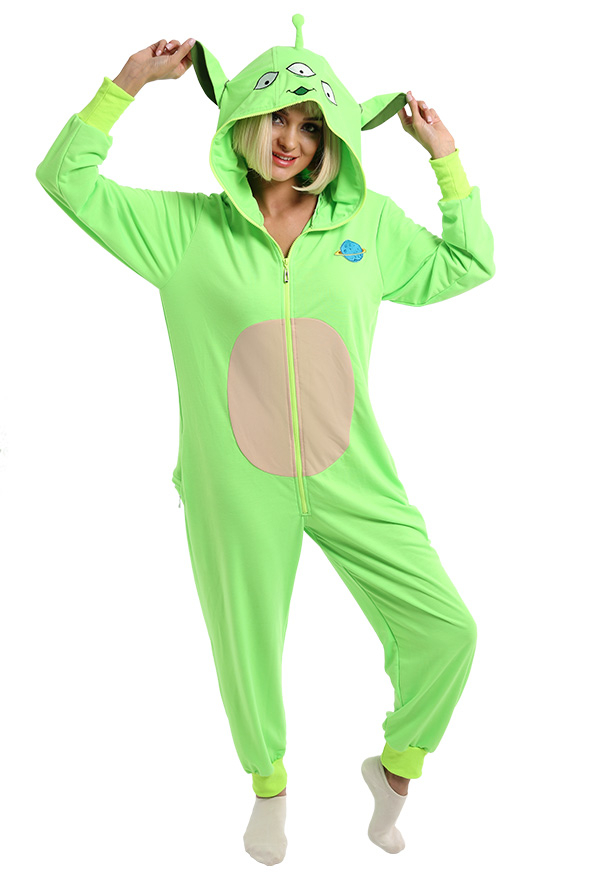 Außerirdischer Overall mit Kapuzen Pyjamas Onesie Homewear Kigurumi Jumpsuit Kostüm Halloween Anzug