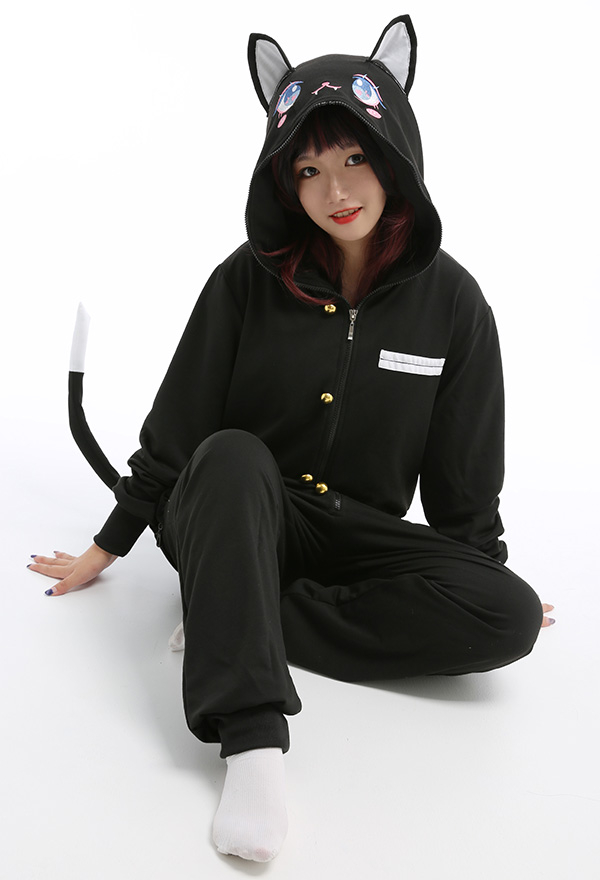 Kisatsutai Overall mit Kapuzen Pyjamas Onesie Homewear Kigurumi Jumpsuit Kostüm Cosplay Halloween Anzug