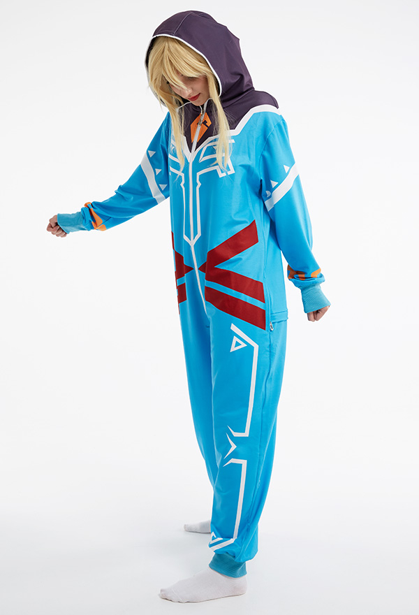 Link Blue Pattern Homewear Onesie Pajama Women Adult Kigurumi