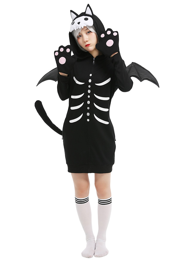 Black Cat Costume Cozy Black Pajamas For Adults Halloween Costume