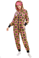 Women Onesie Pajama Plus Minus Times Divided Symbol Loungewear Adult Hooded Homewear Kigurumi Sleepwear