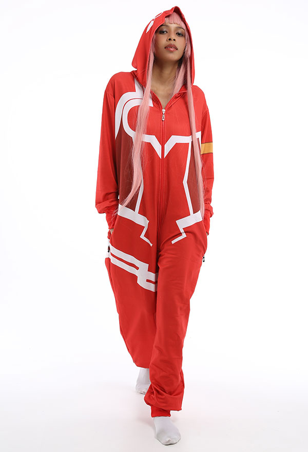 Zero Two Onesie Hooded Onesie Pajamas - Women Loungewear Adults Onesie  Kigurumi Costume