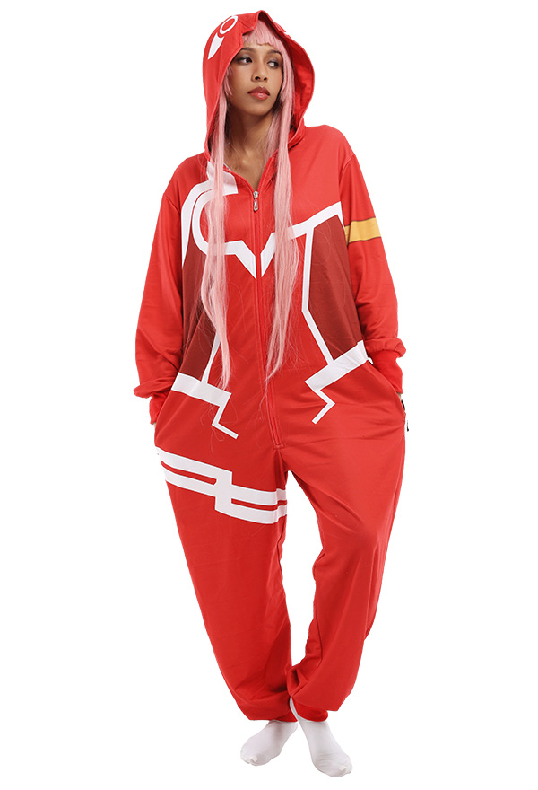 Women Zero Two Hooded Onesie Pajama Loungewear Adults Onesie Homewear Kigurumi Costume Outfits