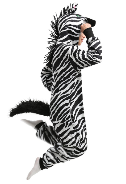 Black and White Zebra Onesie Pajamas Women Adult Onesie Homewear