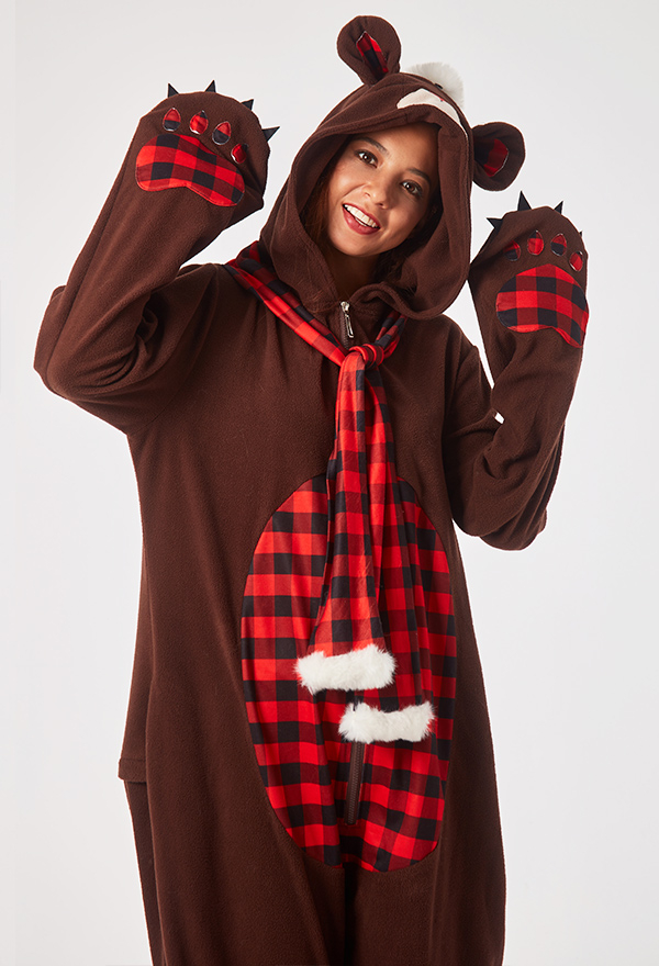 Weihnachten Kawaii Bär Onesie Homewear Kigurumi Overall mit Kapuzen Pyjamas Jumpsuit Weihnachten Cosplay Kostüm