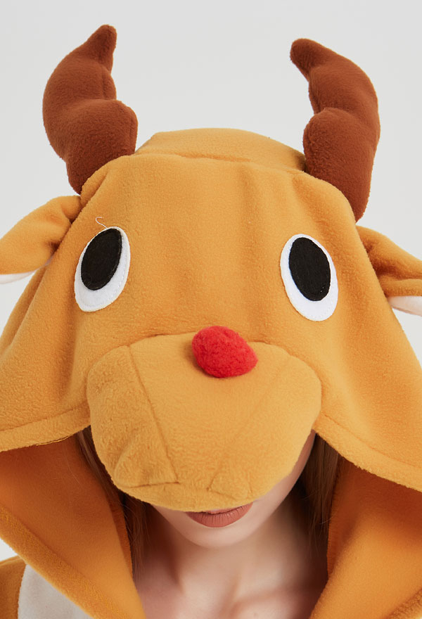 Kigurumi de Cerf de Noël en Molleton Polaire Pyjama de Cosplay Animaux d'Animation pour Performance