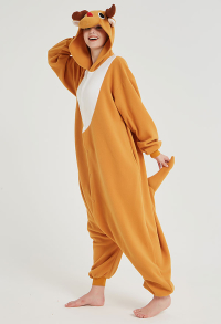 Kigurumi Reindeer Onesie Pajama Yellow Cartoon Animal Polar Fleece Male Female Animal Costume
