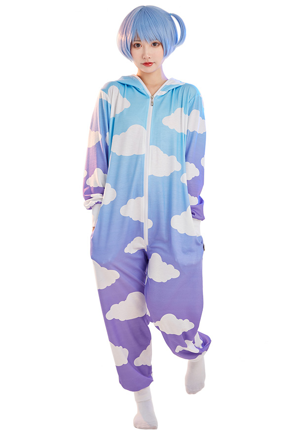 Combinaison Pyjama Halloween Motif Nuage Une Pièce Vêtement de Nuit Manches Longues