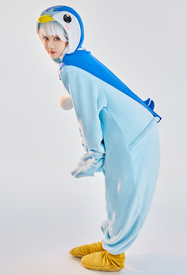 Combinaison Pyjama Dérivé Piplup Une Pièce Vêtement de Nuit Manches Longues Set avec Cape