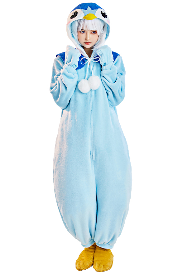 Combinaison Pyjama Dérivé Piplup Une Pièce Vêtement de Nuit Manches Longues Set avec Cape