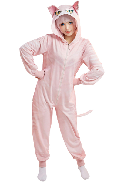 Cute Sphynx Cat Onesie Pajama Kawaii Adult Hooded Homewear