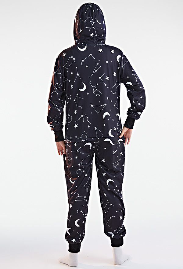 Combinaison Pyjama Style Halloween Motif Série Constellation Une Pièce Vêtement de Nuit Manches Longues