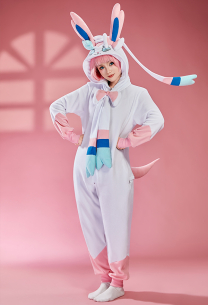 Women Onesie Pajama Sylveon Derivative Loungewear Adult Hooded Homewear Kigurumi Sleepwear