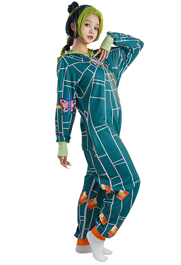 Jolyne Derivative Onesie Pajama Butterfly Pattern Adult Hooded