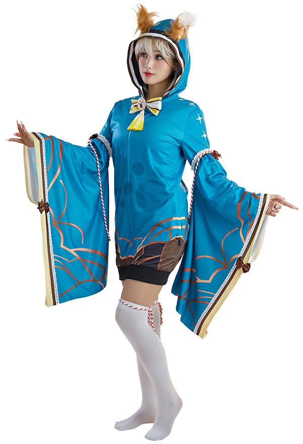 Ms Hina Derivative Short Sleep Dress with Sleeves Socks Kawaii Loungewear Adult Onesie Pajama Hooded Homewear Kigurumi Sleepwear