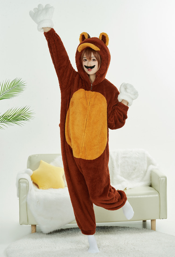 Costume de Cosplay Pyjama Une Pièce Peluche Mignon Petit Raton Laveur