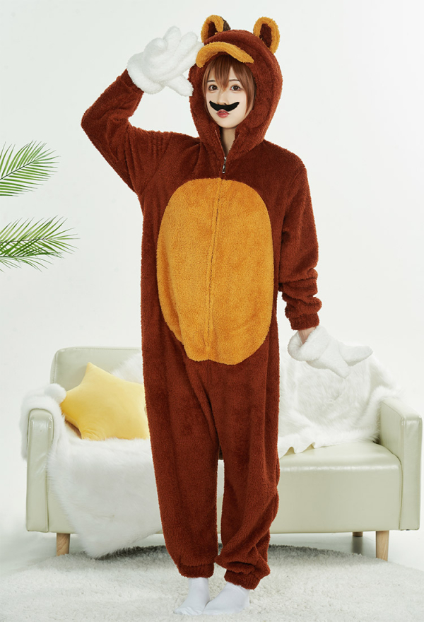 Waschbär Pyjama Cosplay Onesie Kawaii mit Kapuze Cosplay Kostüm mit Handschuhe