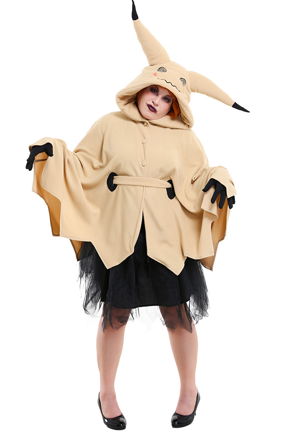 Plus Size Pikaqu Mimiku Halloween Cloak Dress Curvy Cosplay Costume