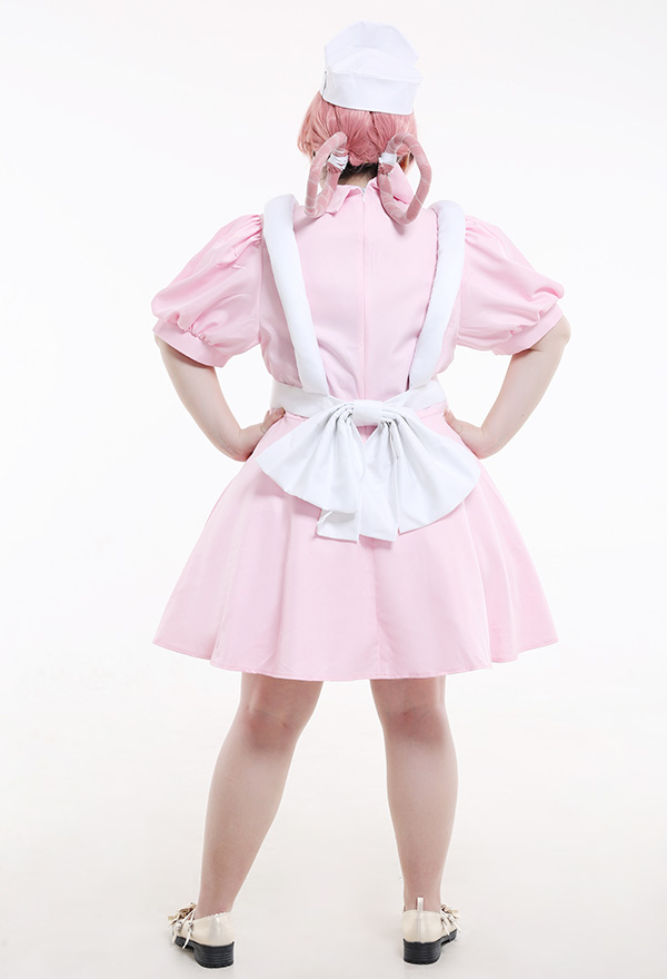 Übergröße Nurse Joy Pink Cosplay Kostüm mit Hut Cosplay Kostüm