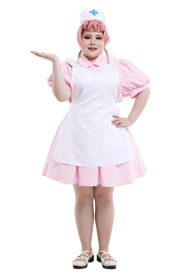 Costume de Cosplay Joy Robe Rose Uniforme d'Infirmière avec Chapeau Curvy Cosplay Grande Taille