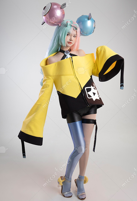 PM Scarlet and Violet Iono Cosplay Costume Halter Crop Top and Jacket with Socks and Leg ring