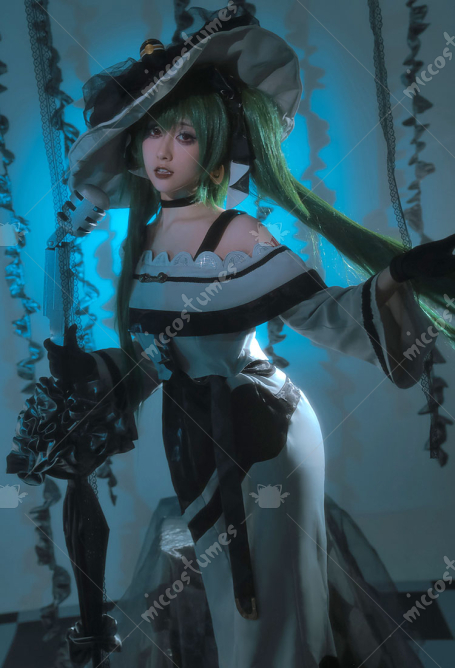PM Cosplay Costume Off-Shoulder Top and Skirt with Hat and Gloves