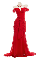 Pretty Woman Vivian Cosplay Costume Dress with Gloves and Necklace