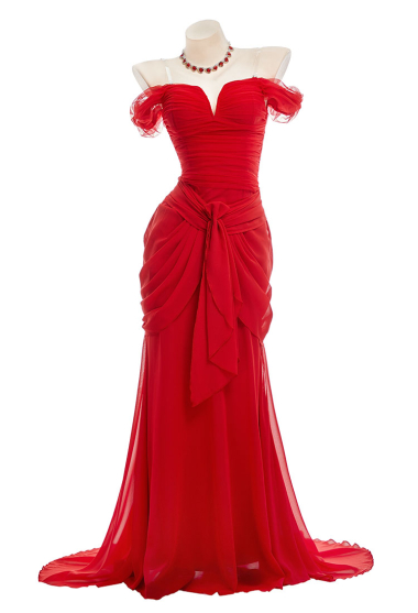 Pretty Woman Vivian Cosplay Costume Dress with Gloves and Necklace