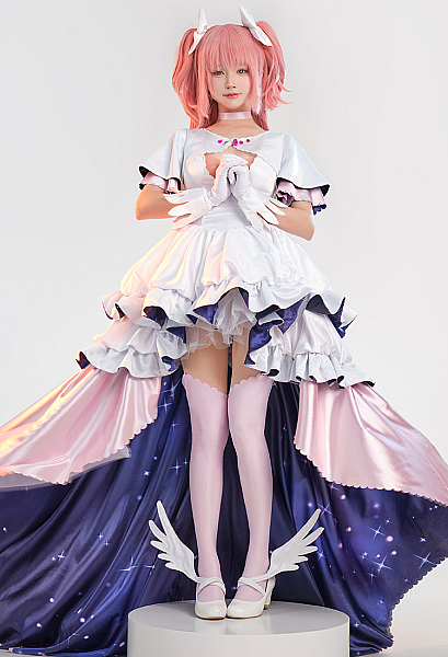 PMMM Kaname Madoka Ultimate Goddess Cosplay Costume Star Dress and Gloves with Thigh Socks and  Headdress