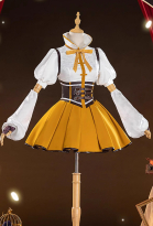 PMMM Magi Magica Tomoe Mami Cosplay Costume Yellow White Dress and Gloves with Hat and Thigh-high Socks