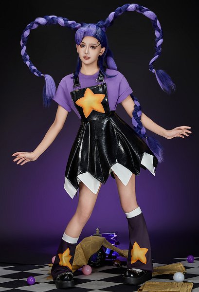 Poppy Playtime Lily Lovebraids Cosplay Costume Dress and Short-sleeved Top with Leg Warmers and Hair Tie