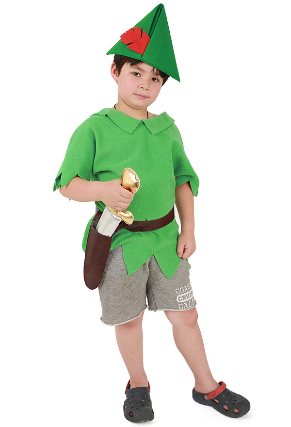 Peter Pan Kids Halloween Costume with Hat and Sword
