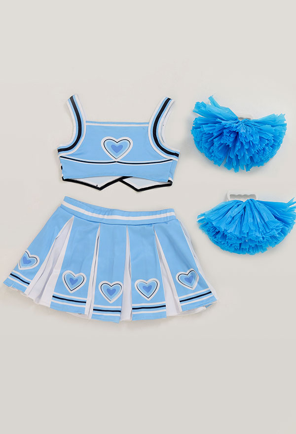 Cheerleading Costume Dérivé Bubbles Top Jupe Bleu de Cosplay avec Accessoire