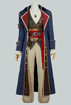 Medieval Men Pirate Suit Classic Pirate Style Shirt Vest with Jacket Belt Halloween Cosplay Costume