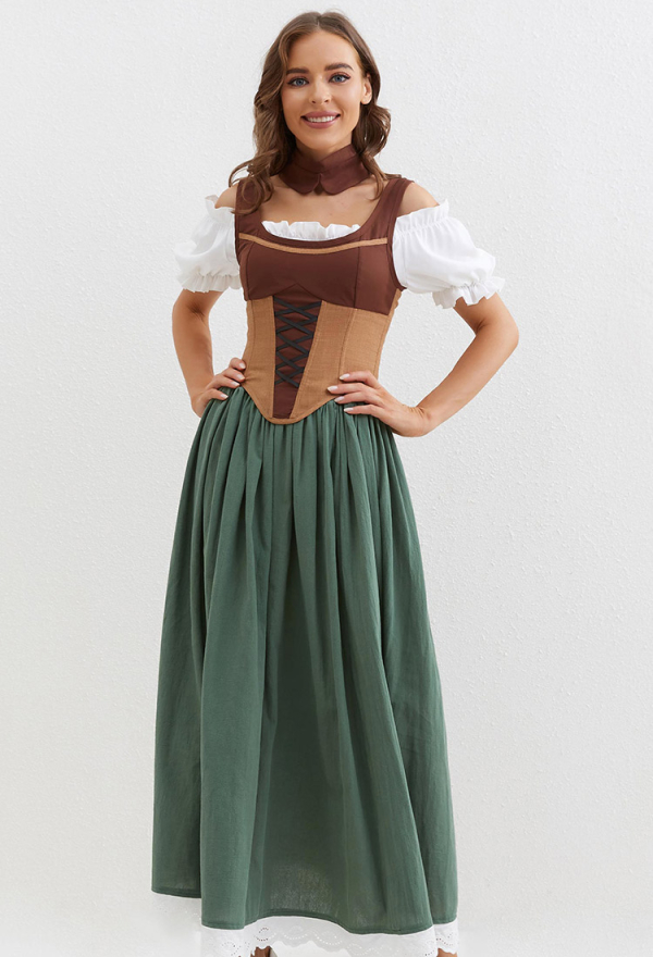 Historical Retro Dress Outfit Top Skirt Set - Women Halloween Renaissance Medieval Costume | Top Quality Outfit for Sale Historical Retro Dress Outfit Top Skirt Set - Women Halloween Renaissance Medieval Costume | Top Quality Outfit for Sale
