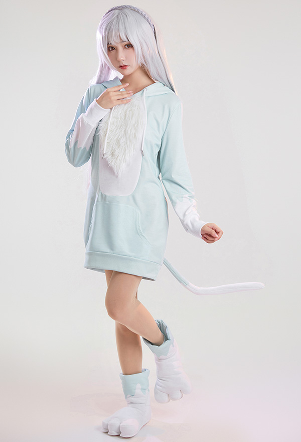 Re:Zero Costume de Cosplay Emilia Robe Set avec Chaussure