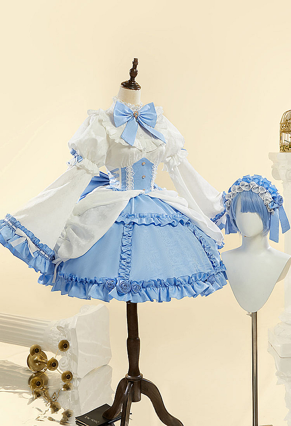 Robe Lolita Pastel Goth JSK-71-1 Bleu Orchestre - Thème Magie, Ours, Lapin - Taille Unique