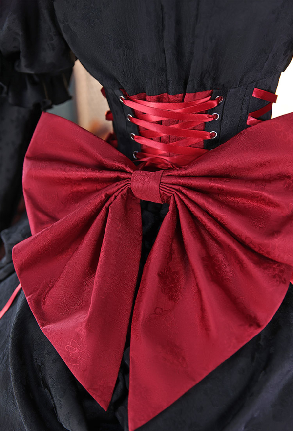 white christmas dresses Universal Lolita Judgment Day Black Red Strap Dress Vest Sleeves Three  Piece Set main image 1
