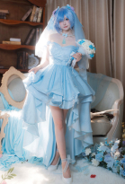 Re Starting Life in Another World Rem Hanayome Wedding Dress with Veil and Bow